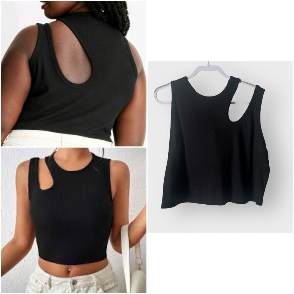 NEW Future Collective Kahlana Barfield Brown black ribbed tank top